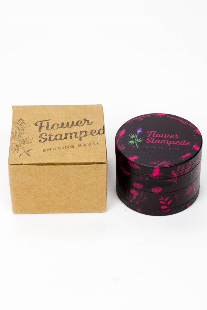 The super cute Flower Stampede 4-Layer Cannabis Grinder has powerful teeth to grind even the stickiest marijuana buds. And the bottom micro-screen, with included kief scraper, makes it easy to collect sweet, sweet kief.