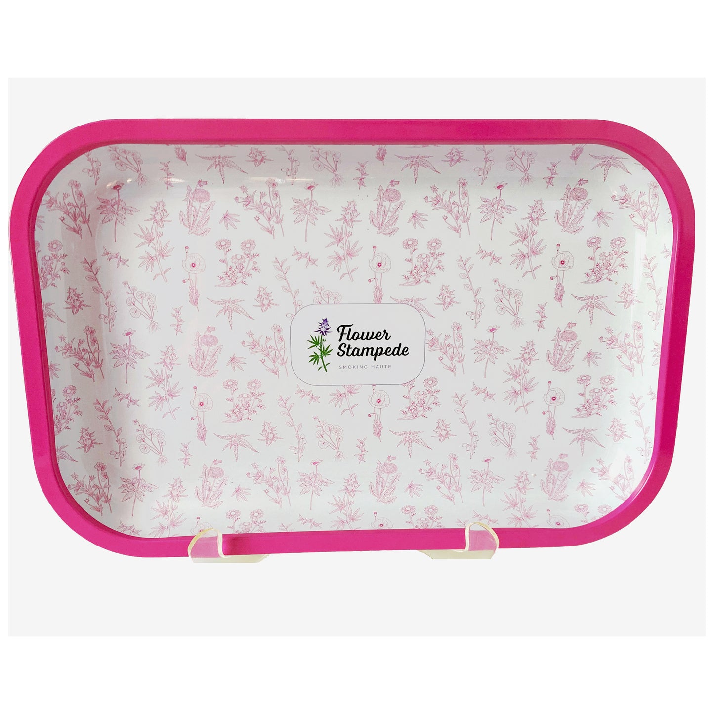 Roll in style with the Flower Stampede Rolling Tray. Featuring our Signature Floral Pattern in pink and white,