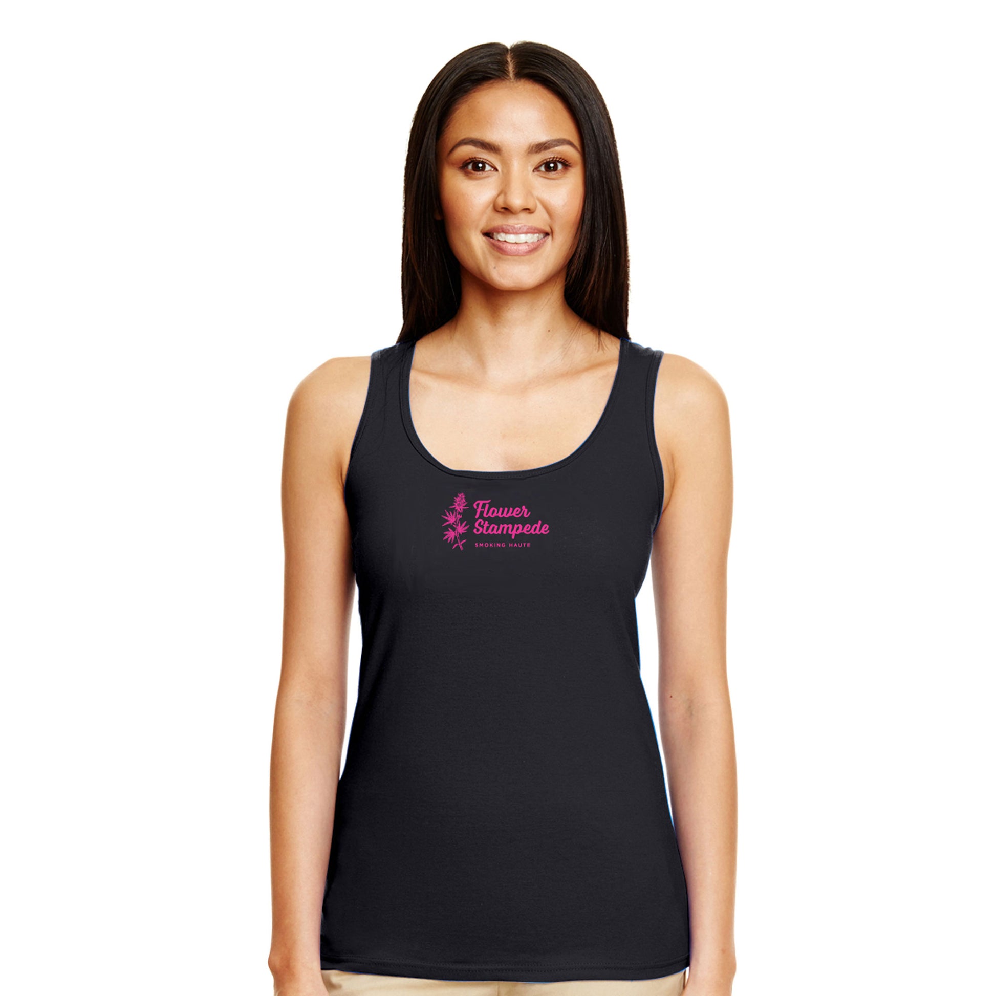 Flower Stampede Racerback Tank has a flattering semi-fitted contoured silhouette